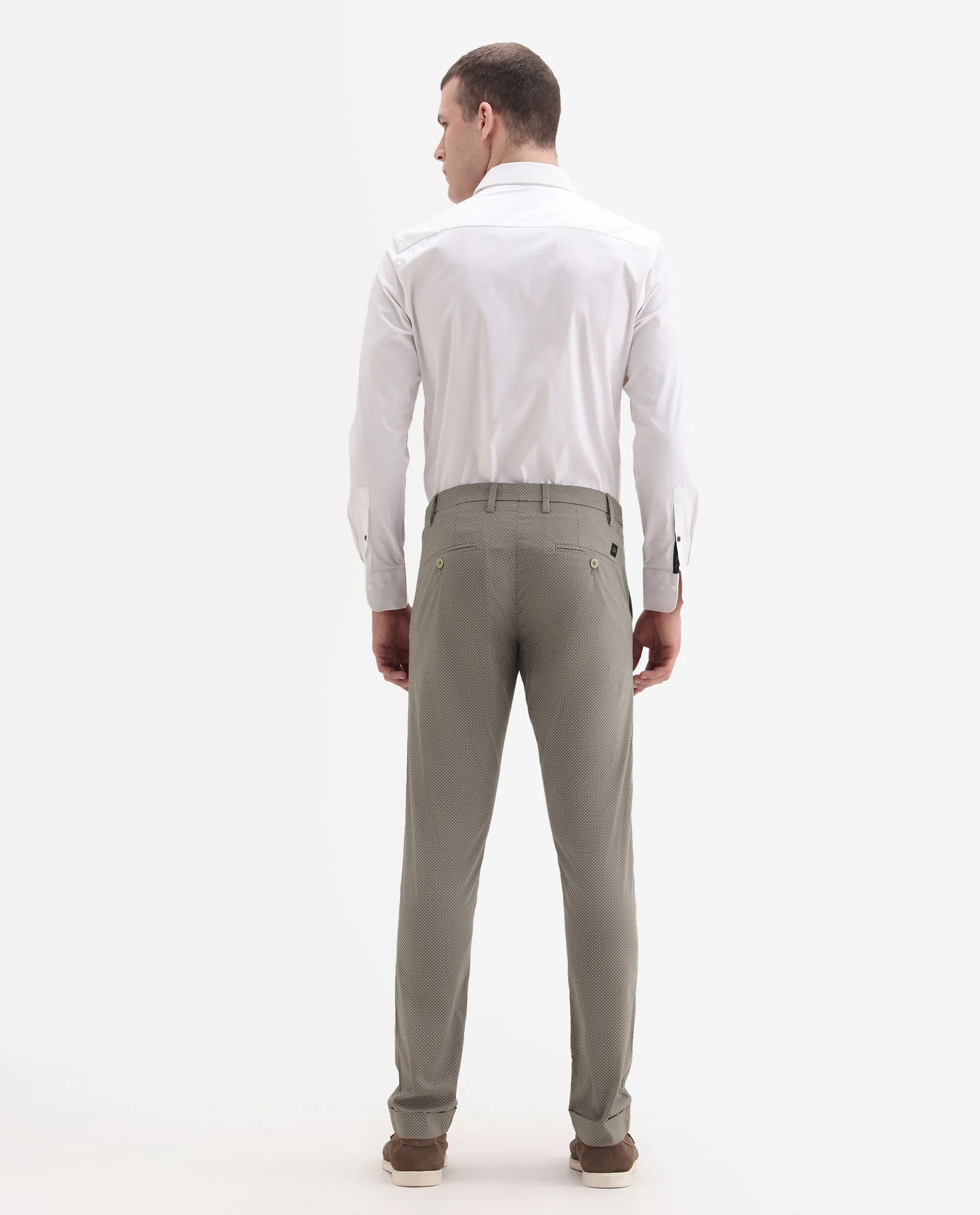 Rare Rabbit Men's Maxim Beige Cotton Polka Print Slim Fit Trouser - Image 7